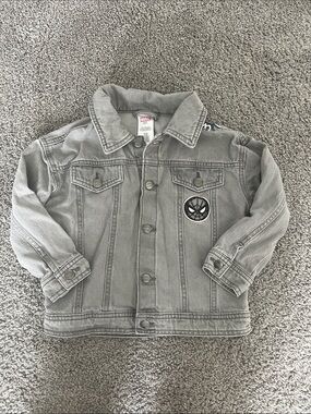 Marvel Gray Denim Jean Jacket with Spider Emblem
